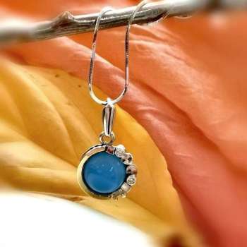 Серебряное колье с халцедоном, куб.цирконом и золотом MVN1536GHL