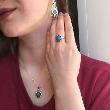 Серебряное колье с халцедоном, куб.цирконом и золотом MVN1536GHL