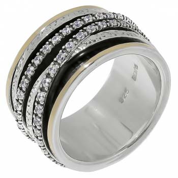 Серебряное кольцо с куб.цирконом и золотом SNR4242CZ