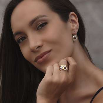 Серебряные серьги с золотом и гранатом MVE1408GGR