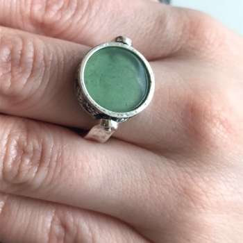 Серебряное кольцо с авантюрином и ониксом 01R465AV/1