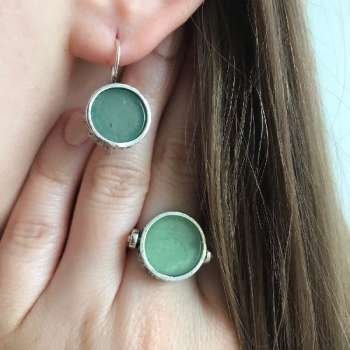 Серебряное кольцо с авантюрином и ониксом 01R465AV/1