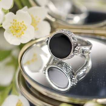 Серебряное кольцо с авантюрином и ониксом 01R465AV/1