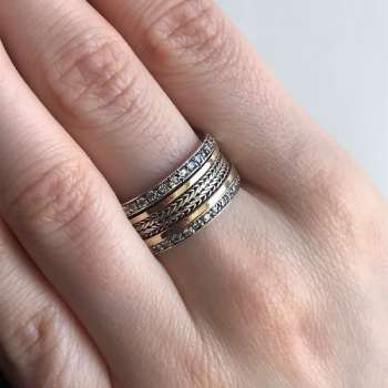 Серебряное кольцо с золотом и куб.цирконом SNR2932CZ