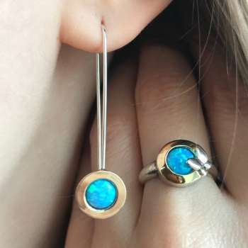 Серебряное кольцо с опалом иск. и золотом MVR642GOP