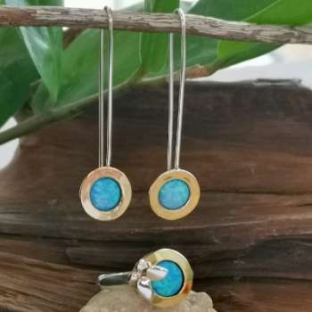 Серебряное кольцо с опалом иск. и золотом MVR642GOP