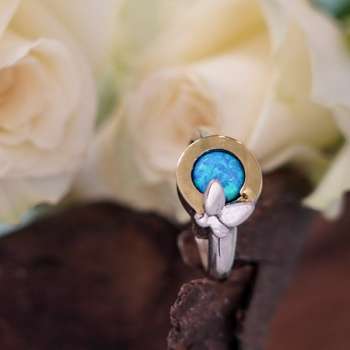 Серебряное кольцо с опалом иск. и золотом MVR642GOP