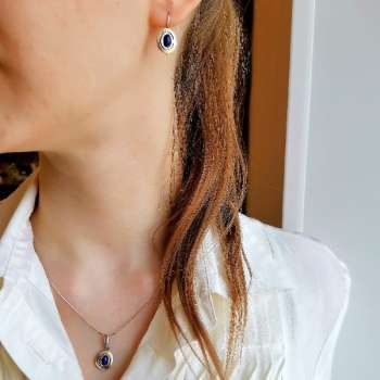 Серебряные серьги с лазуритом и золотом MVE1423GLZ