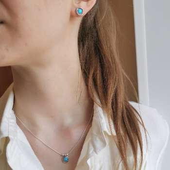 Серебряное колье с опалом иск. 01N426OP