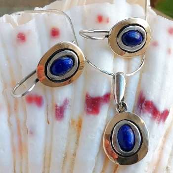 Серебряное колье с лазуритом и золотом MVN1423GLZ