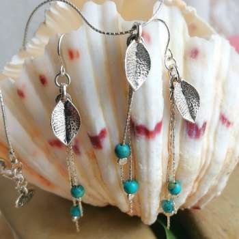 Серебряное колье с бирюзой 01N2066TQ