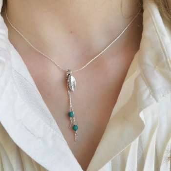 Серебряное колье с бирюзой 01N2066TQ