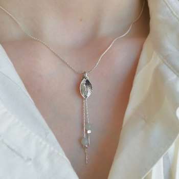 Серебряное колье с жадеитом 01N2066JD