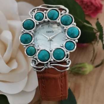 Серебряные часы с бирюзой 01W691BRTQ/1