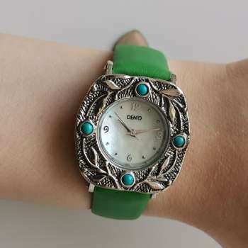 Серебряные часы с бирюзой 01W703GNTQ