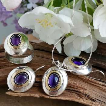 Серебряное колье с аметистом и золотом MVN1731GAM