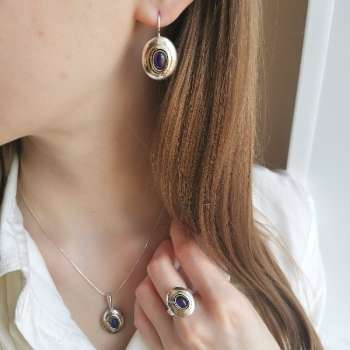 Серебряное кольцо с аметистом и золотом MVR1731GAM