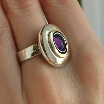 Серебряное кольцо с аметистом и золотом MVR1731GAM