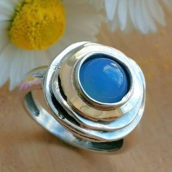 Серебряное кольцо с халцедоном и золотом MVR1103GHL/1