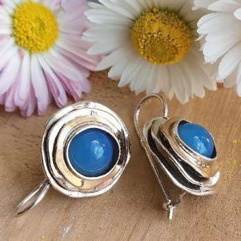 Серебряные серьги с халцедоном и золотом MVE1103GHL/1