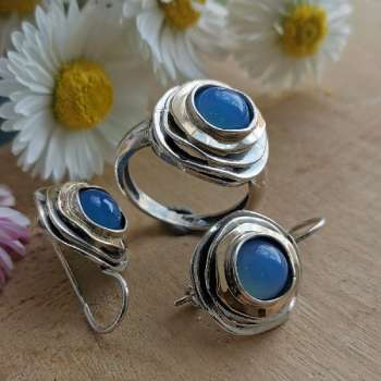 Серебряные серьги с халцедоном и золотом MVE1103GHL/1