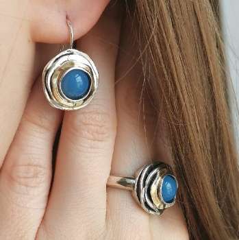 Серебряные серьги с халцедоном и золотом MVE1103GHL/1