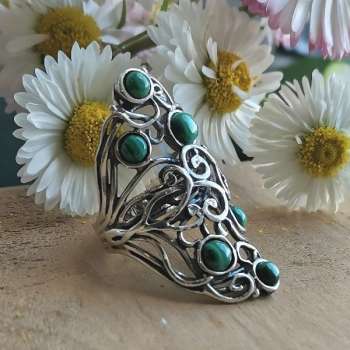 Серебряное кольцо с малахитом 01R2785ML