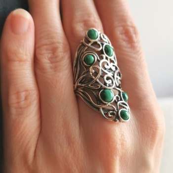 Серебряное кольцо с малахитом 01R2785ML