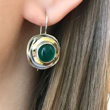 Серебряные серьги с халцедоном и золотом MVE1103GHL