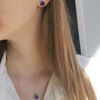 Серебряные серьги с лазуритом DE001LZ