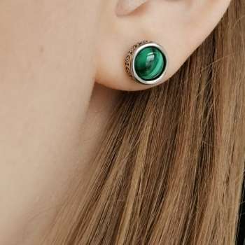 Серебряные серьги с малахитом DE001ML