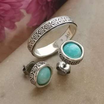 Серебряные серьги с амазонитом DE001AZ