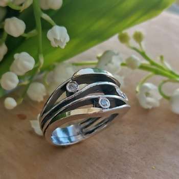 Серебряное кольцо с куб.цирконом и золотом MVR795GCZ