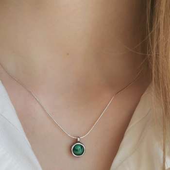 Серебряное колье с малахитом DN001ML