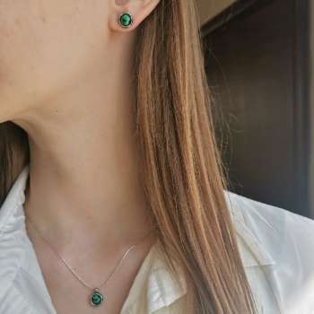 Серебряное колье с малахитом DN001ML