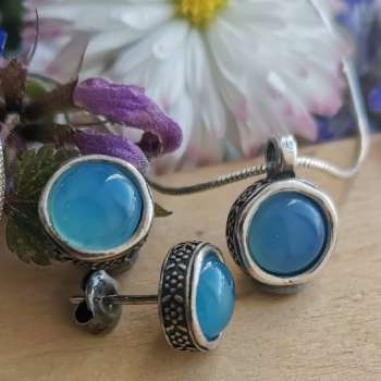 Серебряное колье с халцедоном DN001HL/1