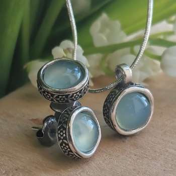 Серебряное колье с халцедоном DN001HL/2
