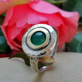 Серебряное кольцо с халцедоном и золотом MVR1408GHL