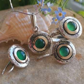 Серебряное колье с халцедоном и золотом MVN1408GHL