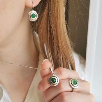 Серебряное колье с халцедоном и золотом MVN1408GHL