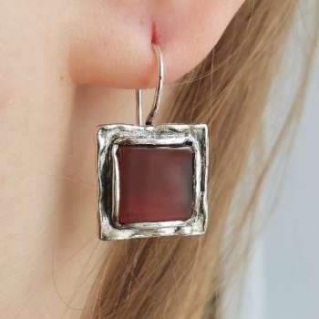 Серебряные серьги с сердоликом 01E158SR
