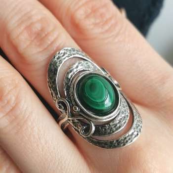 Серебряное кольцо с малахитом 01R961ML