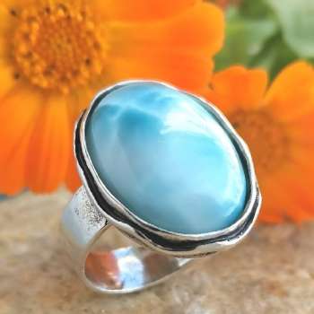 Серебряное кольцо с ларимаром 01R297LM