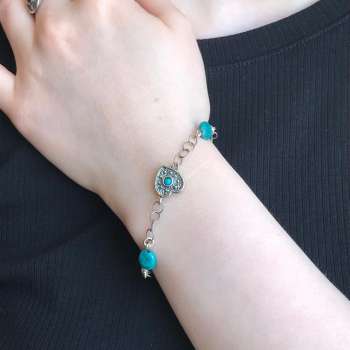 Серебряный браслет с бирюзой 01B1396TQ