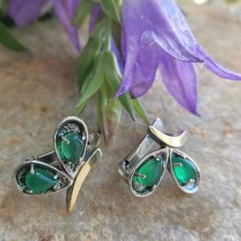 Серебряные серьги с халцедоном и золотом MVE1627GHL