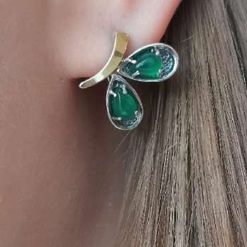 Серебряные серьги с халцедоном и золотом MVE1627GHL
