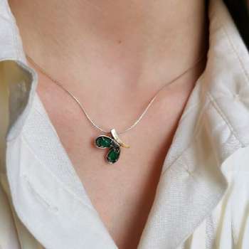 Серебряное колье с халцедоном и золотом MVN1627GHL