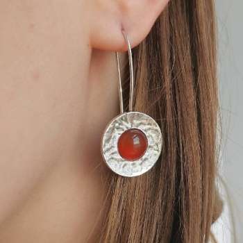 Серебряные серьги с сердоликом 01E480SR