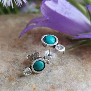 Серебряные серьги с бирюзой и куб.цирконом 01E2508TQ
