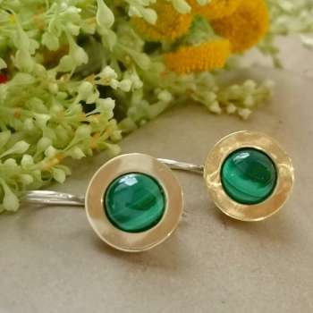 Серебряные серьги с малахитом и золотом MVE1732GML